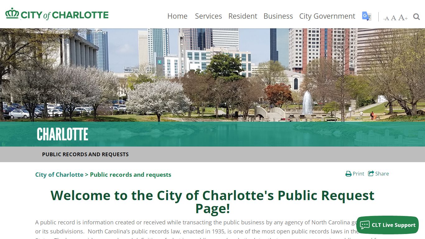 Public records and requests > Home - City of Charlotte Government